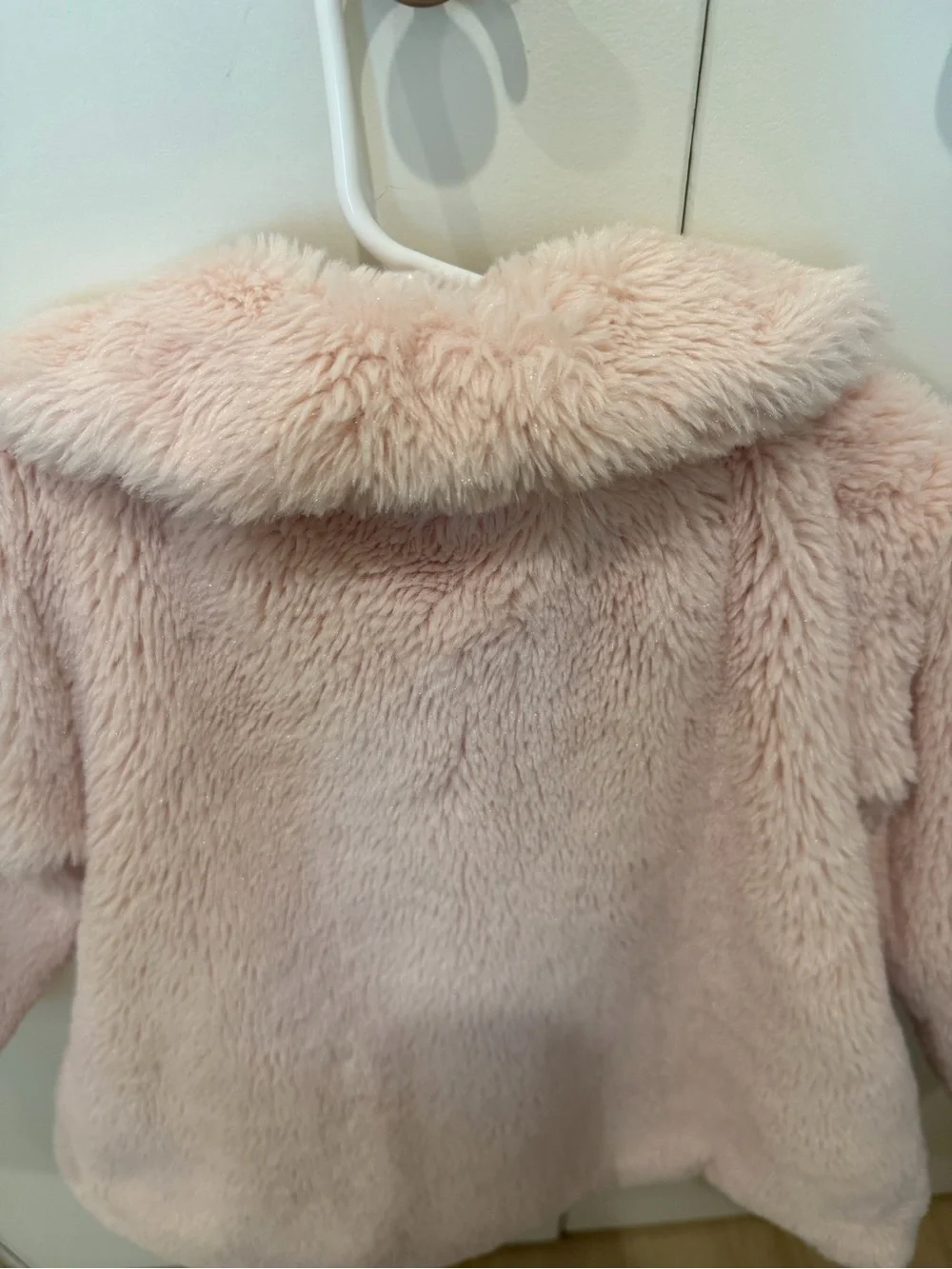 Pink Faux Fur Kids Coat with Peter Pan Collar